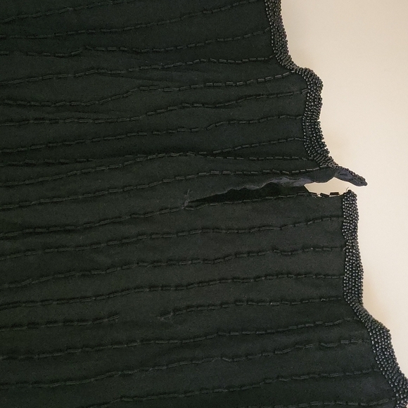 VTG AJ BARI 1980s Great Gatsby Heavily Beaded Sequin Silk Power Dress - Picture 10 of 12